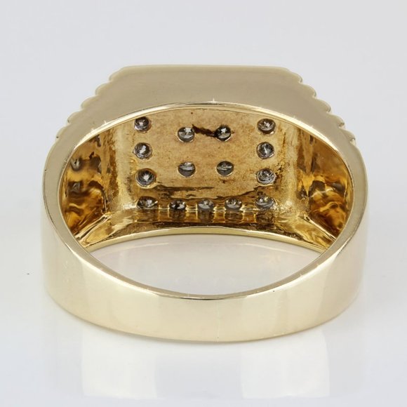 14k Yellow Gold Half Carat Vintage Diamond Men's Ring - Picture 5 of 7